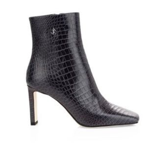 Jimmy Choo Minori Croc-Embossed Leather Ankle Boots. Size 38